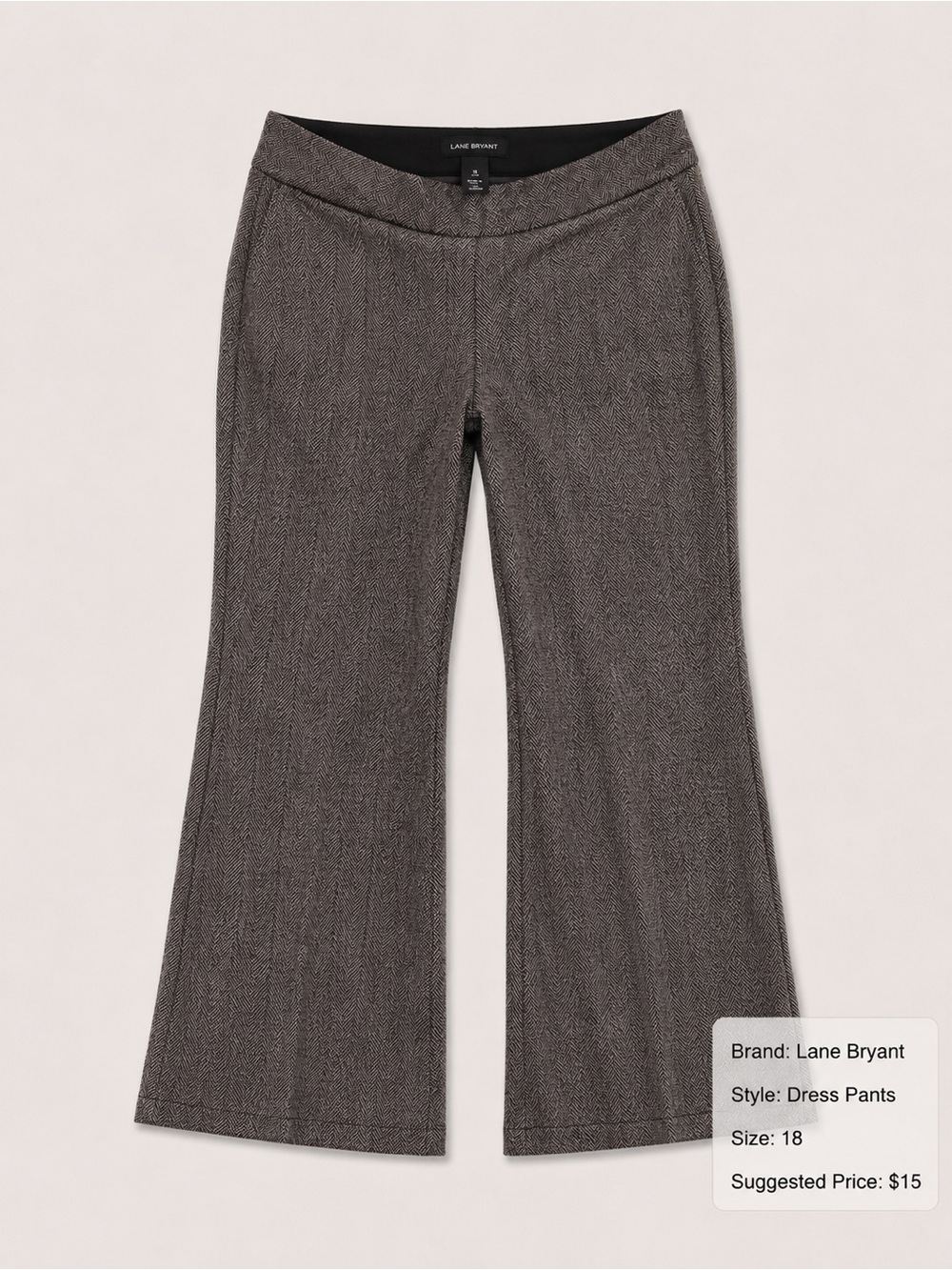 Lane Bryant Brown Herringbone Flare Pants
